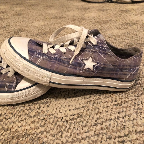 blue plaid converse shoes